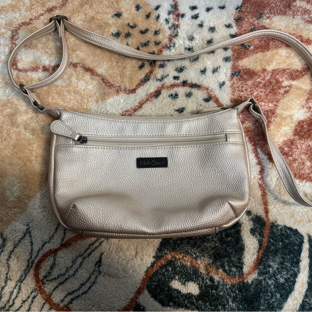 Silver Faux Leather Women's Crossbody Bag